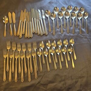 Vintage 1881 Rogers Oneida AA Heavy Silverplate Flatware 51 Piece Art Deco